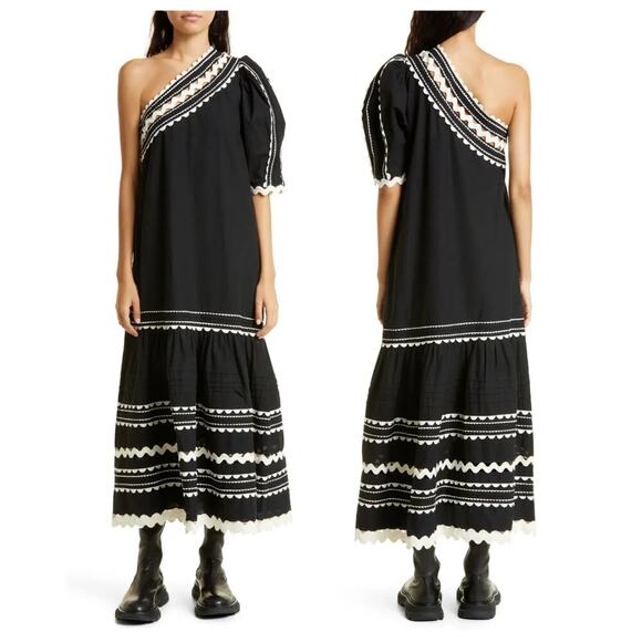 Sea New York Ryleigh Rickrack One-Shoulder Cotton Dress Size XXS - Picture 13 of 13